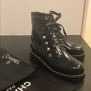 Black Chanel boots